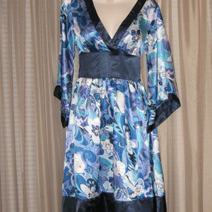 ZOOMPY PARIS Sz S Kimono Blue Satin Dress